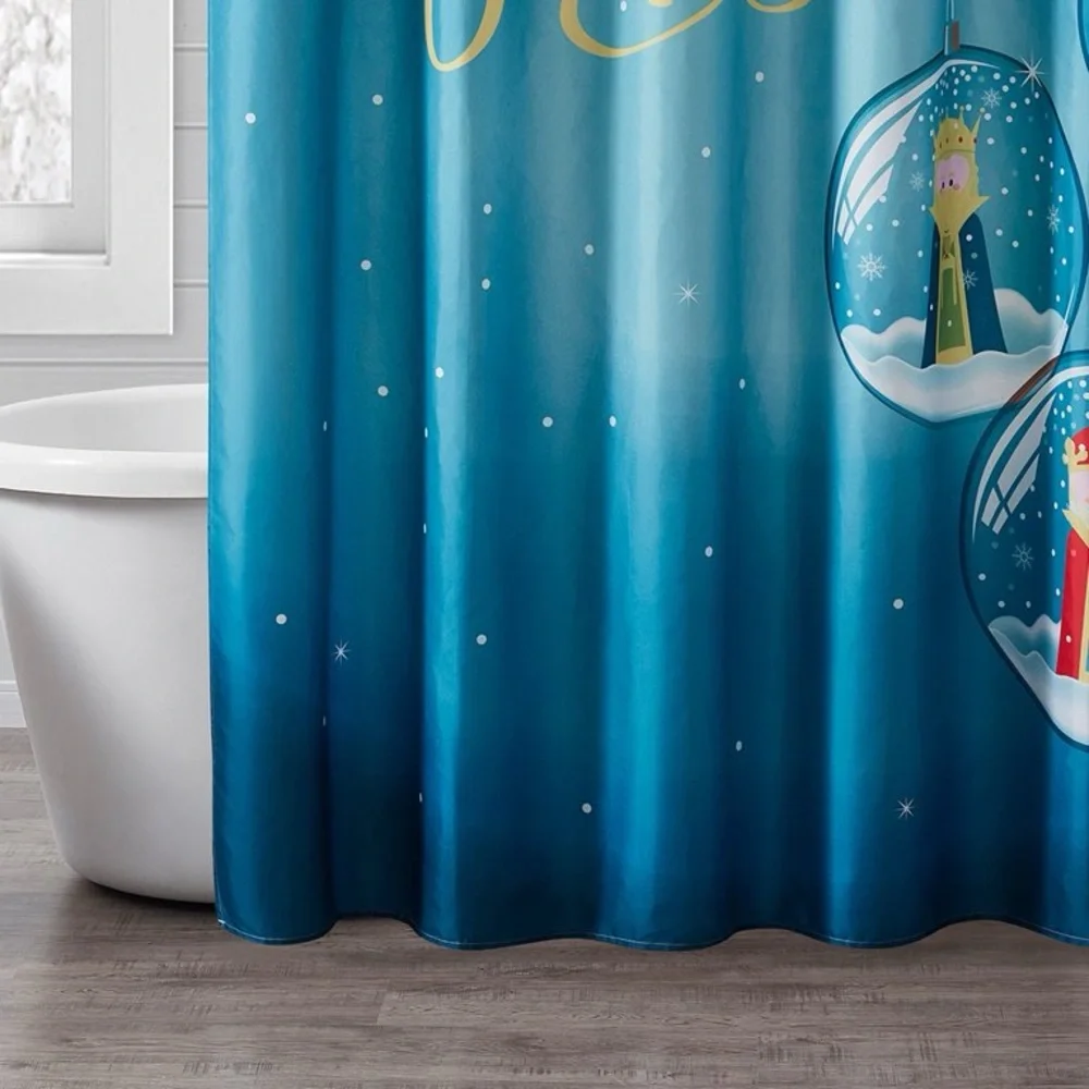 Feliz Navidad Three Kings Fabric Shower Curtain
